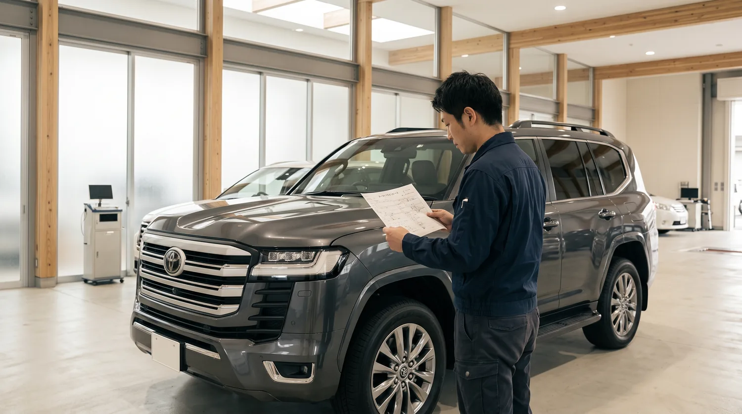 360 Moto specialist reviewing a Japanese vehicle inspection sheet